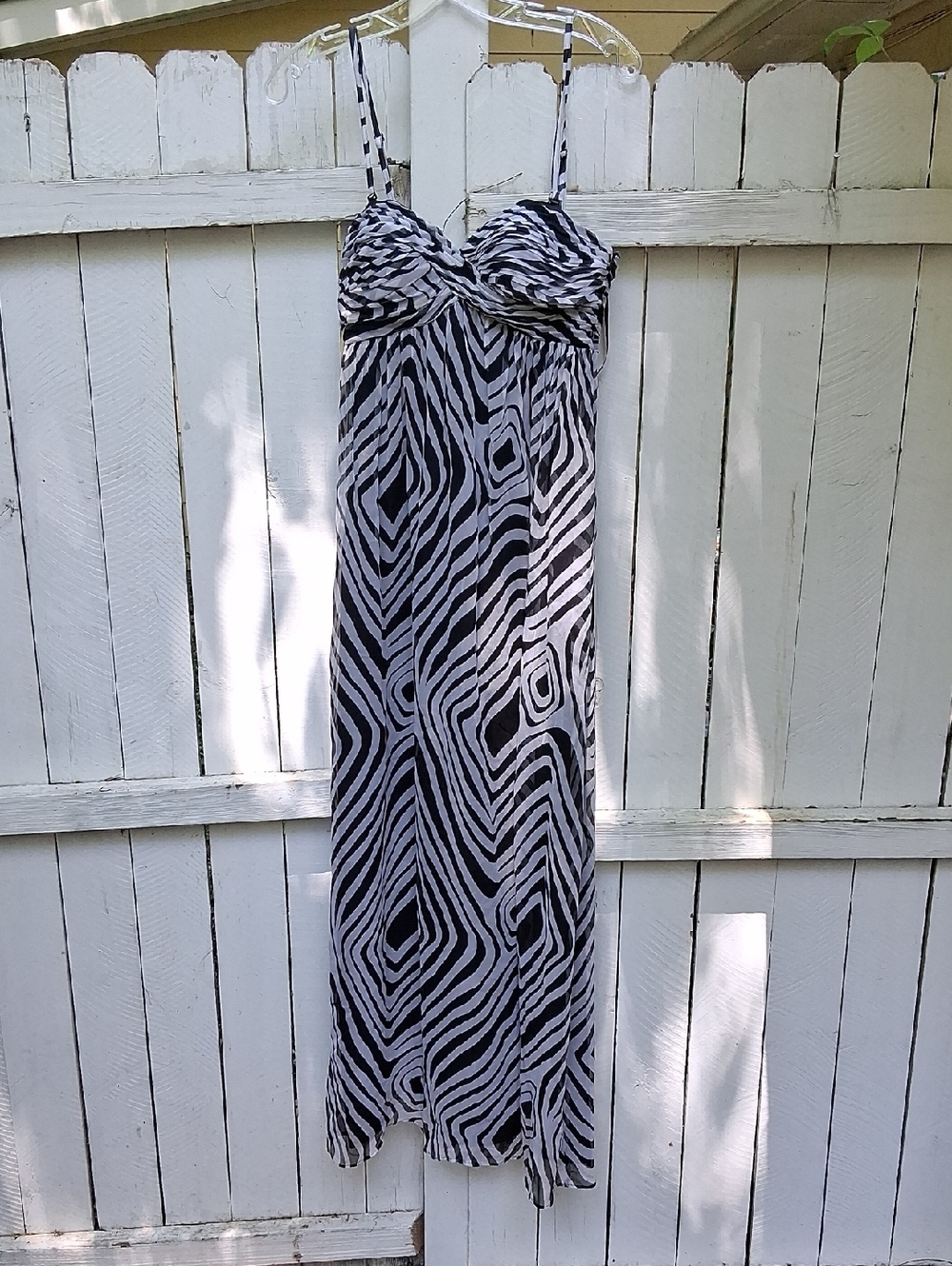 White House Black Market Black and White Twist-Bust Maxi Dress